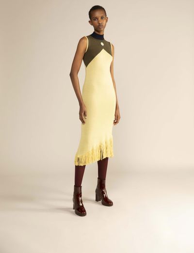 Lukhanyo Mdingi SOCIETY DRESS - Jumper dress - mango/black/yellow