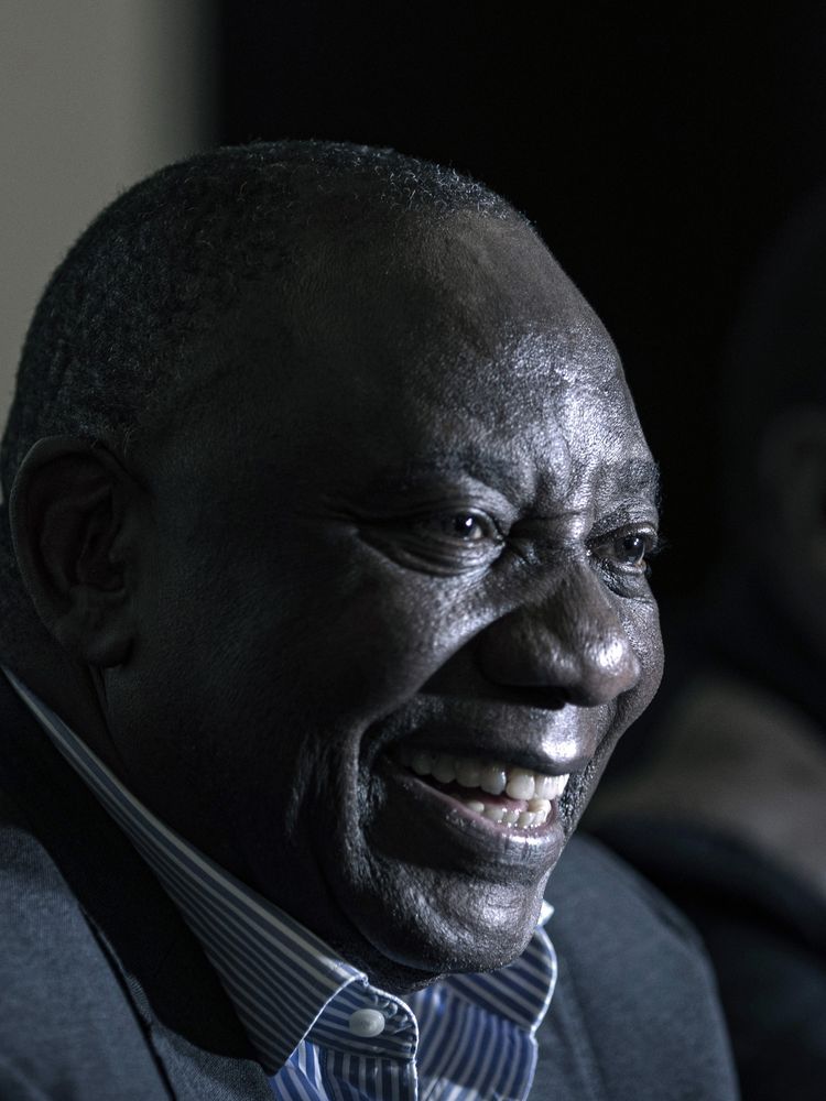 A photo of South African President, Cyril Ramaphosa smiling.