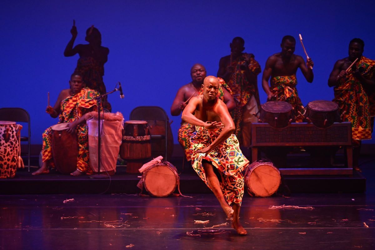 A photo of the National Dance Company of Ghana performing at DanceAfrica 2023.
