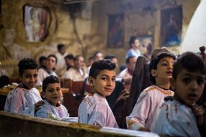 Egyptian Coptic Orthodox Christians attend the Christmas Eve mass at the Nativity of Christ Cathedral in Cairo, on January 6, 2018.