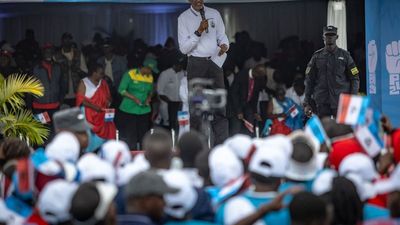 Rwandan President Paul Kagame speaks during a Rwanda Patriotic Front (FPR) kick-off rally, in Musanze on June 22, 2024.